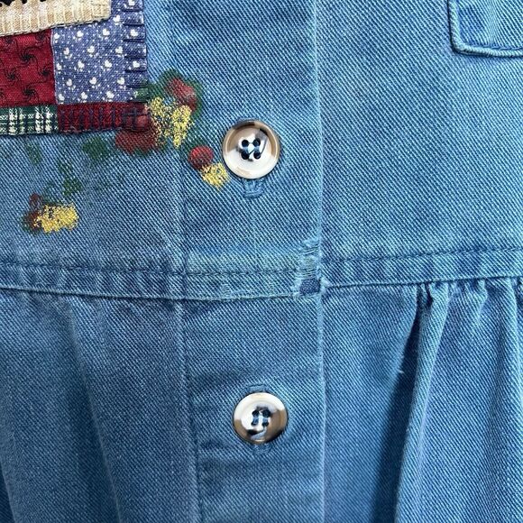 Vtg Sunbelt XL Antiques Action Barn Mumu Patio Dress Chambray Embroider Buttons - Picture 5 of 10